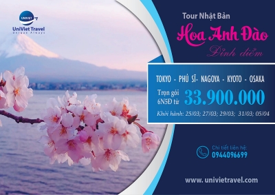 TOUR NHẬT BẢN MÙA HOA ANH ĐÀO (NRT-KIX)