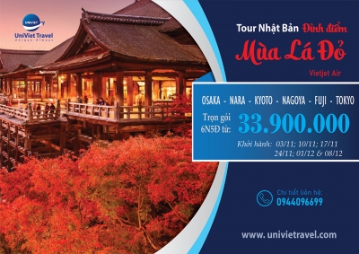 TOUR NHẬT BẢN MÙA LÁ ĐỎ ĐỈNH ĐIỂM VJ