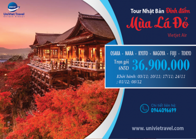 TOUR NHẬT BẢN MÙA LÁ ĐỎ ĐỈNH ĐIỂM VJ