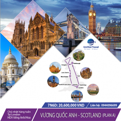 TOUR  ANH - SCOTLAND (Tuyến tím Plan A)