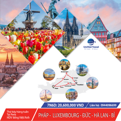 TOUR PHÁP - LUXEMBOURG - ĐỨC - HÀ LAN - BỈ (Tuyến Đỏ)