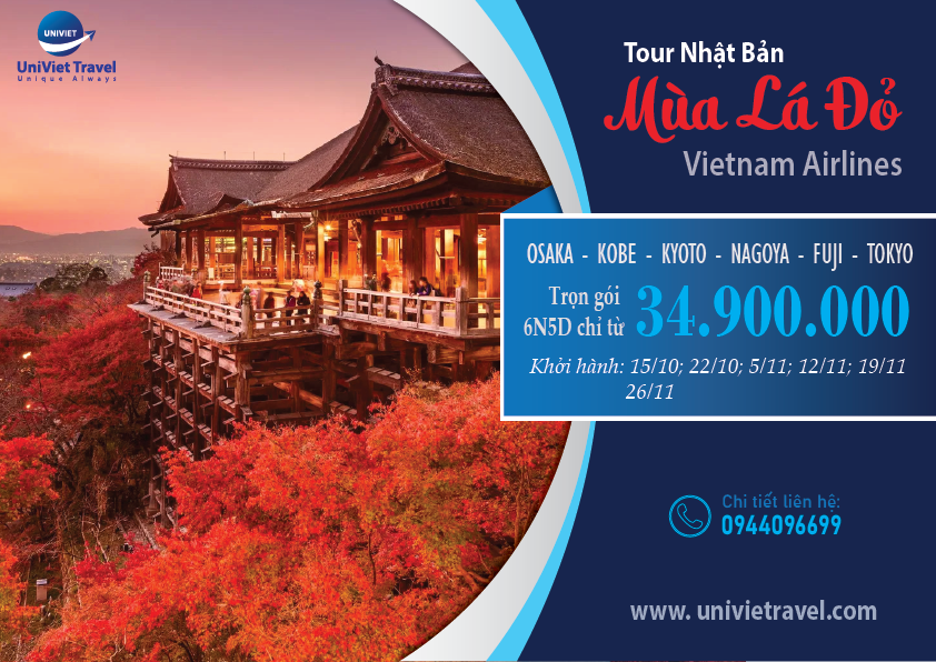 TOUR NHẬT BẢN MÙA LÁ ĐỎ - VNA THÁNG 10-12