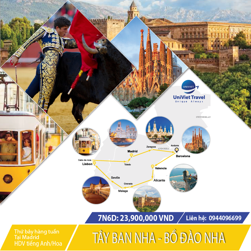 TOUR TÂY BAN NHA - BỒ ĐÀO NHA (Tuyến vàng)