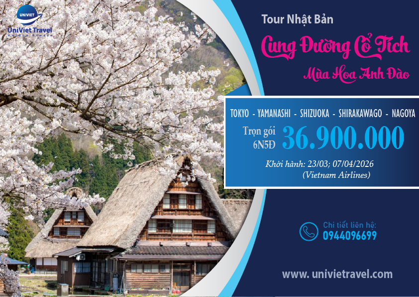 NHẬT BẢN CUNG ĐƯỜNG CỔ TÍCH MÙA HOA ANH ĐÀO