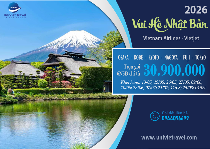 TOUR NHẬT BẢN MÙA HÈ 2026 - VNA & VJ