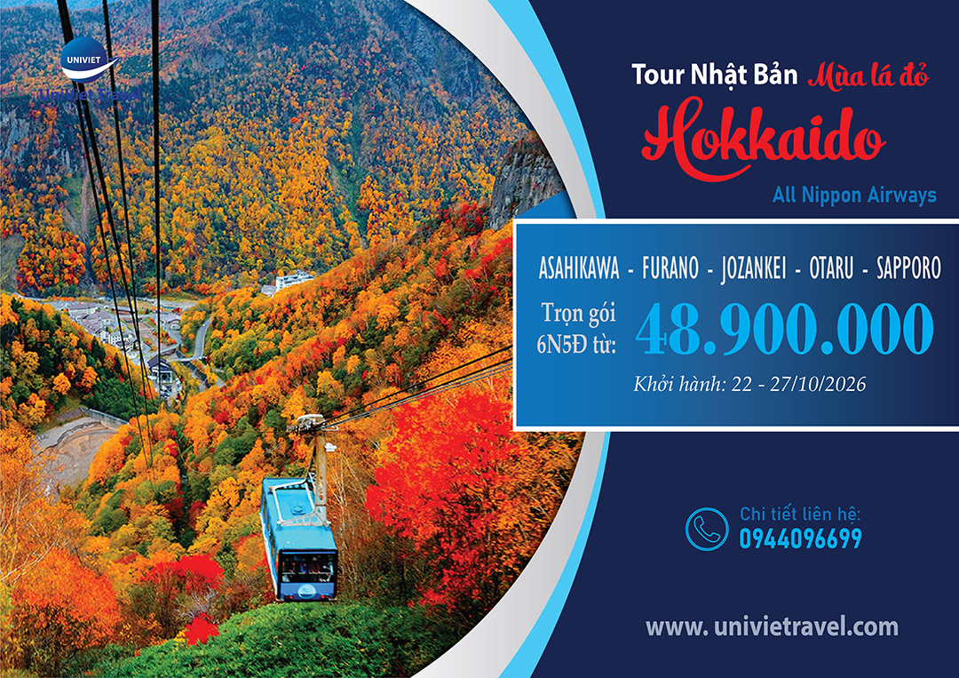 TOUR NHẬT BẢN - HOKKAIDO MÙA LÁ ĐỎ 2026