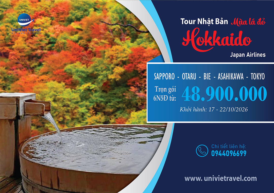 Du lịch Nhật Bản - MÙA LÁ ĐỎ HOKKAIDO 2026