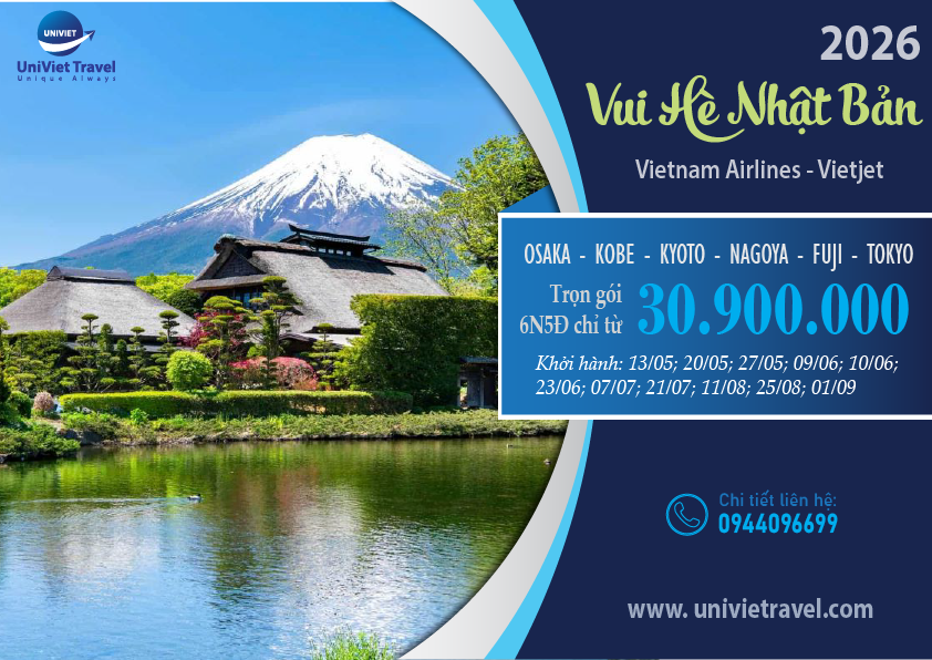 TOUR NHẬT BẢN MÙA HÈ 2026 - VNA & VJ